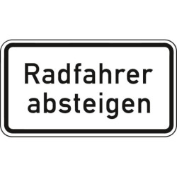 Panneau ZZ.1012-32. 330x600mm Descendre du cycliste Marque de qualité RAL film RA2