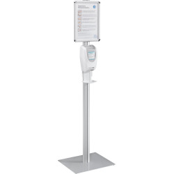 Colonne de distribution. Métal avec cadre info DIN A3 pour distributeur Neptune touchless ou Euromat.