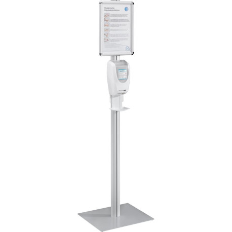 Colonne de distribution. Métal avec cadre info DIN A3 pour distributeur Neptune touchless ou Euromat.