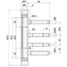 Paumelle design FK. 3pcs. nickel mat Roulettes ø 15. poids de porte 60kg. (Par 25)