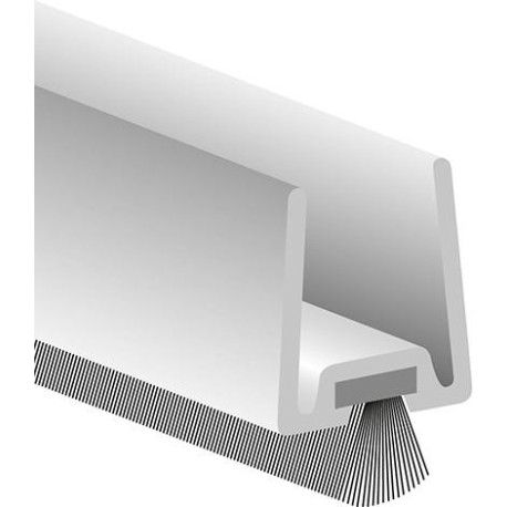 Profilé de porte en verre GDP m. souple. Brosse PP alu argent. L2250. TS 12