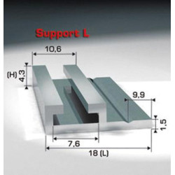 Joint brosse L-support à coller ou à visser alu argent.Br18xH4.3xL3000