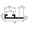 Joint brosse L-support à coller ou à visser alu argent.Br18xH4.3xL3000