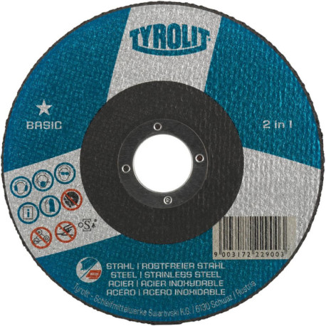 Disque à tronçonner 2in1 BASIC 230 x 1.9 mm droit pour acier/VA Tyrolit