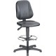 Chaise de travail Unitec 3 sur patins et avec repose pieds - tissu bleu - 9651-CI02