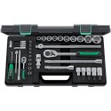 Coffret de douilles 1/4"+1/2"38 pièces 40/52/27/11