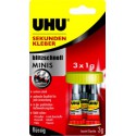 UHU Lot de 3 Mini Tubes 1g Colle Liquide Instantanée (Par 10)