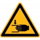 Panneau d'avertissement Alu RISQUE DE BLESSURES DES MAINS SL200mm