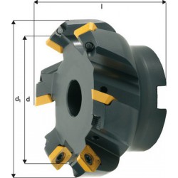 Fraise à surfacer à 45° arrosage interne, Ø d : 50 mm, Nombre de dents 4, Ø du perçage de positionnement 22 mm, Dimensions Ø d1 : 63 mm