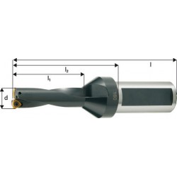 Foret plein pour plaquettes à arrosage central, Ø d : 16,5 mm, Dimensions l1 50,5 mm, Dimensions l2 81,5 mm, Dimensions l : 135,5 mm, Ø queue h 6 : 25 mm