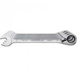 Jeu de clés mixtes à cliquet, tête à cliquet inclinée à 13°, réversible, Quantité : 4 pièces