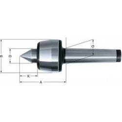 Pointe tournante n° 600, Taille : 04, MK 3, A 62,0 mm, B : 34 mm, D : 15 mm, G : 23,825 mm, K : 18 mm