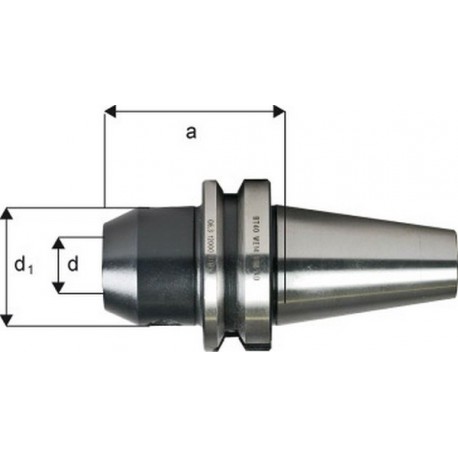 Mandrin porte-outils System Weldon, porte-outils DIN JlSB 6339 (MAS-BT), d : 6 mm, MAS-BT 40, a 50 mm, d1 : 25 mm