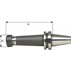 Mandrin à pinces, type ER DIN 2080 avec arrosage central, Capacité de serrage : 1,0-16,0 mm, MAS-BT 50, Pince de serrage ER25, a : 100 mm, d1 : 42 mm