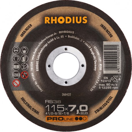 Disque de coupe RS38 115 x 7,0mm Inox Rhodius(Par 25)