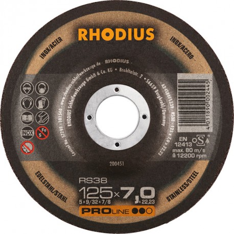 Disque de coupe RS38 125 x 7,0mm Inox Rhodius(Par 25)