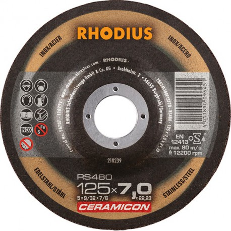 Disque de coupe RS480 125 x 7,0mm Inox Rhodius(Par 25)