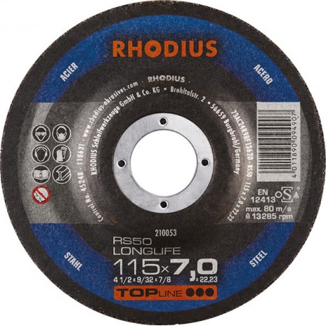 Disque de coupe RS50 115 x 7,0mm Acier Rhodius(Par 25)