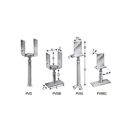 Pieds de poteaux PVIG-B (Par 10)