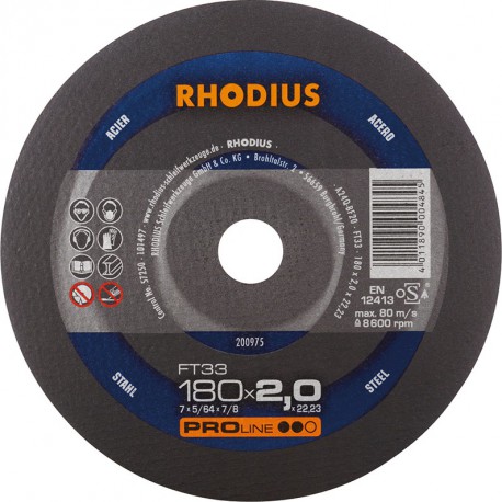 Disque de coupe FT33 180 x 2,0mm  Rhodius(Par 25)