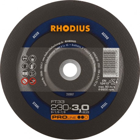Disque de coupe FT33 230 x 3,0mm  Rhodius(Par 25)