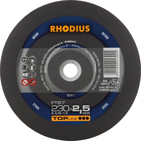 Disque de coupe FT67 230 x 2,5mm  Rhodius(Par 25)