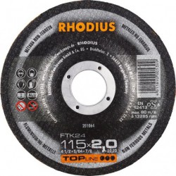 Disque de coupe FTK24 115 x 2,0mm coudé Rhodius(Par 25)