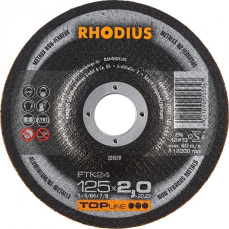 Disque de coupe FTK24 125 x 2,0mm coudé Rhodius(Par 25)