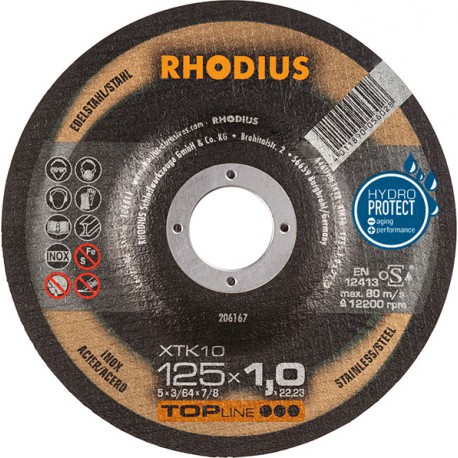 Disque de coupe XTK10 125 x 1,0mm coudé Rhodius(Par 50)