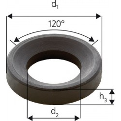 Rondelle à rotule concave forme D, Pour vis : M20, Ø d'alésage d2 23,2 mm, Ø extérieur d1 36 mm, Hauteur h3 : 7,5 mm, Rayon (r) : 27 mm