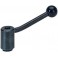 Ecrou à levier réglable, Taille : M16, Long. levier 158 mm, Ø 40 mm, Hauteur de boulon : 64 mm
