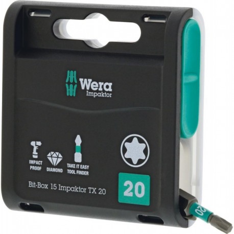 Assortiment embout 15 Impaktor T20x 25mm 15er Box Wera