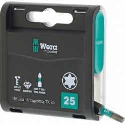 Assortiment embout 15 Impaktor T25x 25mm 15er Box Wera