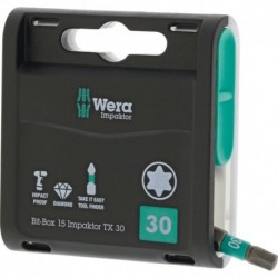 Assortiment embout 15 Impaktor T30x 25mm 15er Box Wera