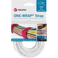 Attaches de câble velcro One Wrap Strap 20 x 200mm blanc 25 unités