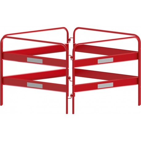 Barrière noir et rouge 4 m 4-parties 1,2 m haut