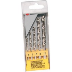 Jeu de forets à béton et à percussion, Quantité : 5 pièces, Contenu 4 5 6 8 10 mm