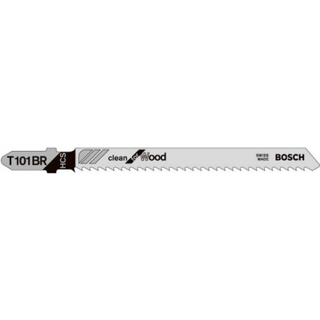 Lame de scie sauteuse pour bois tendre, coupe droite fine, Réf. Bosch : T 101 BR, Qualité de lame de scie HSC, Long. totale 100 mm, Pas de dents : 2,5 mm