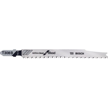 Lame de scie sauteuse pour bois tendre, coupe droite fine, Réf. Bosch : T 308 B, Qualité de lame de scie HSC, Long. totale 117 mm
