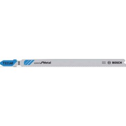 Lames de scie sauteuse pour métal, coupe droite fine, Réf. Bosch : T 321 AF, Qualité de lame de scie BiM, Long. totale 132 mm, Pas de dents : 1,2 mm