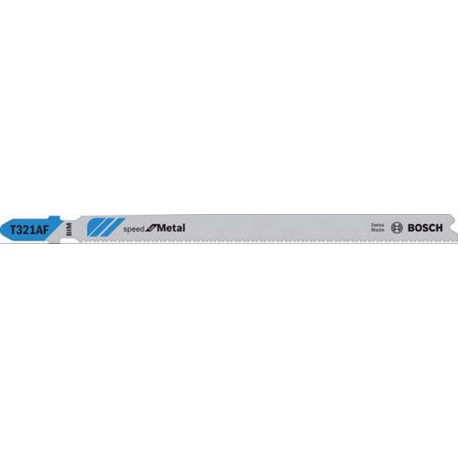 Lames de scie sauteuse pour métal, coupe droite fine, Réf. Bosch : T 321 AF, Qualité de lame de scie BiM, Long. totale 132 mm, Pas de dents : 1,2 mm