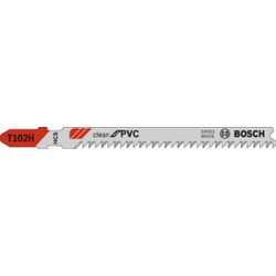 Lames de scie sauteuse pour plastique, coupe droite fine, Réf. Bosch : T 102 H, Qualité de lame de scie HSC, Long. totale 100 mm, Pas de dents : 2,3 mm
