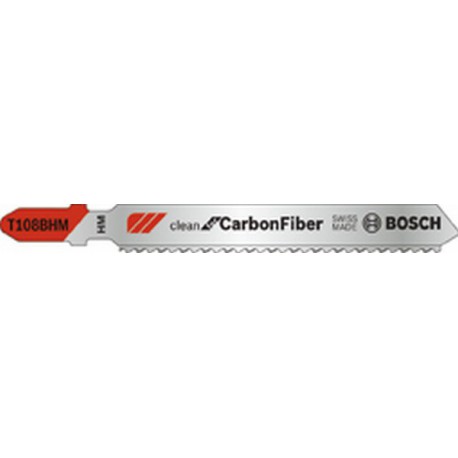 Lames de scie sauteuse pour plastique, coupe droite fine, Réf. Bosch : T 108 BHM, Qualité de lame de scie Carbure, Long. totale 92 mm