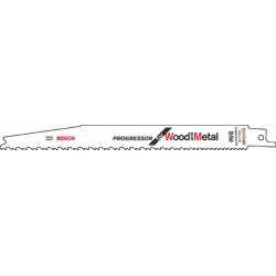 Lame de scie sabre pour bois avec métal, coupe courbe droite grossière, Réf. Bosch : S 3456 XF, Qualité de lame de scie BiM, Long. totale 200 mm