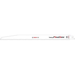 Lame de scie sabre pour bois avec métal, coupe courbe droite grossière, Réf. Bosch : S 1210 VF, Qualité de lame de scie BiM, Long. totale 300 mm
