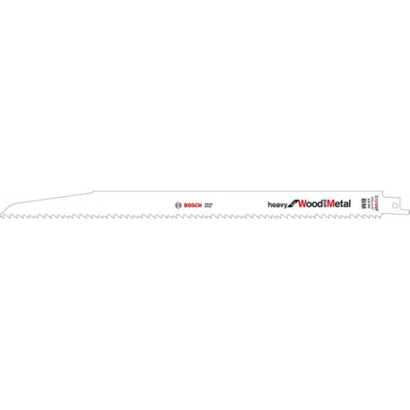 Lame de scie sabre pour bois avec métal, coupe courbe droite grossière, Réf. Bosch : S 1210 VF, Qualité de lame de scie BiM, Long. totale 300 mm