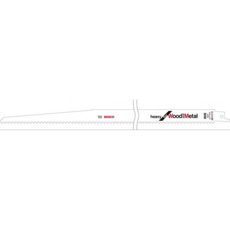 Lame de scie sabre pour bois avec métal, coupe courbe droite grossière, Réf. Bosch : S 1411 DF, Qualité de lame de scie BiM, Long. totale 300 mm