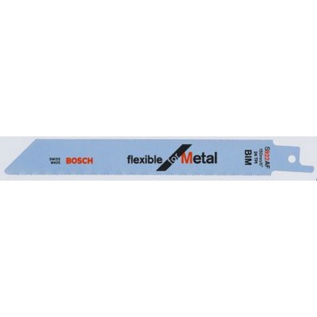 Lame de scie sabre pour métal, coupe droite fine, Réf. Bosch : S 922 AF, Qualité de lame de scie BiM, Long. totale 150 mm, Pas de dents : 1 mm