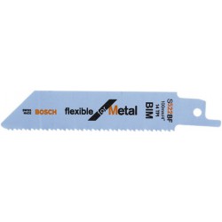 Lame de scie sabre pour métal, coupe droite fine, Réf. Bosch : S 922 BF, Qualité de lame de scie BiM, Long. totale 150 mm, Pas de dents : 1,8 mm