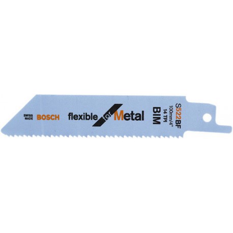 Lame de scie sabre pour métal, coupe droite fine, Réf. Bosch : S 922 BF, Qualité de lame de scie BiM, Long. totale 150 mm, Pas de dents : 1,8 mm